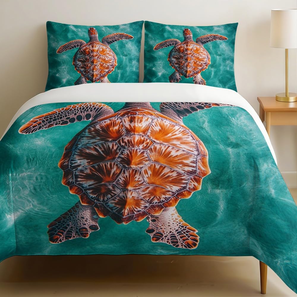 Housse de couette marine 200x200 avec 2 taies d'oreiller microfibre verte