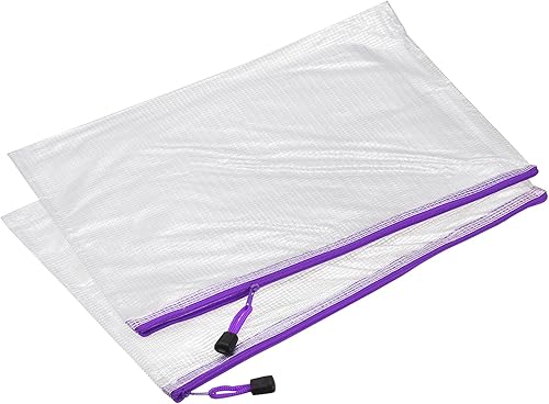 Miniatura 1 de YOKIVE Paquete de 12 bolsas de malla con cremallera, bolsillos de malla impermeables A3 para archivos, bolsa de plástico para billetes de