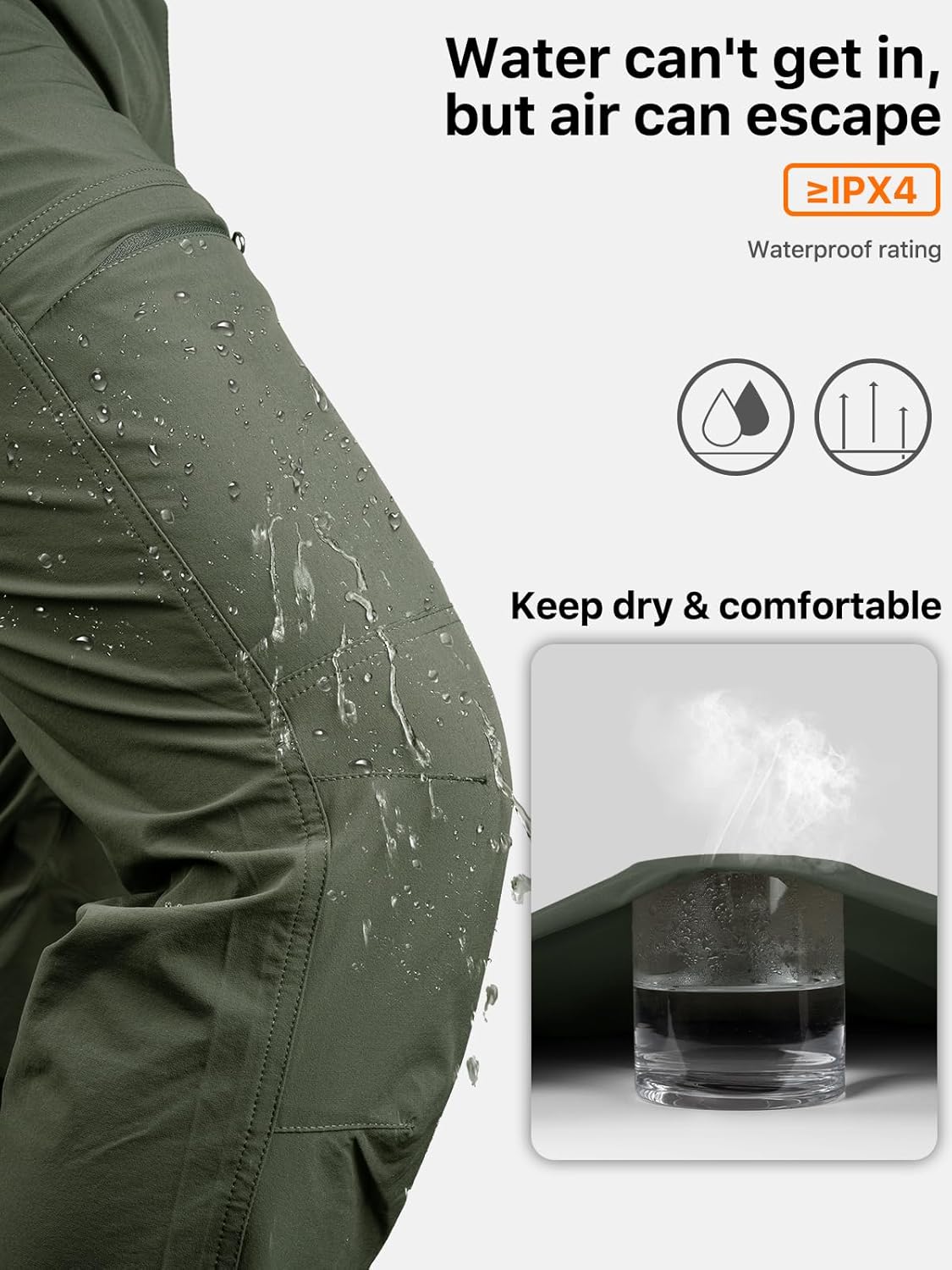 FREE SOLDIER Mens Warm Insulated Waterproof Fleece Lined Pants Outdoor Rain Hiking Thermal Pants - Image 4