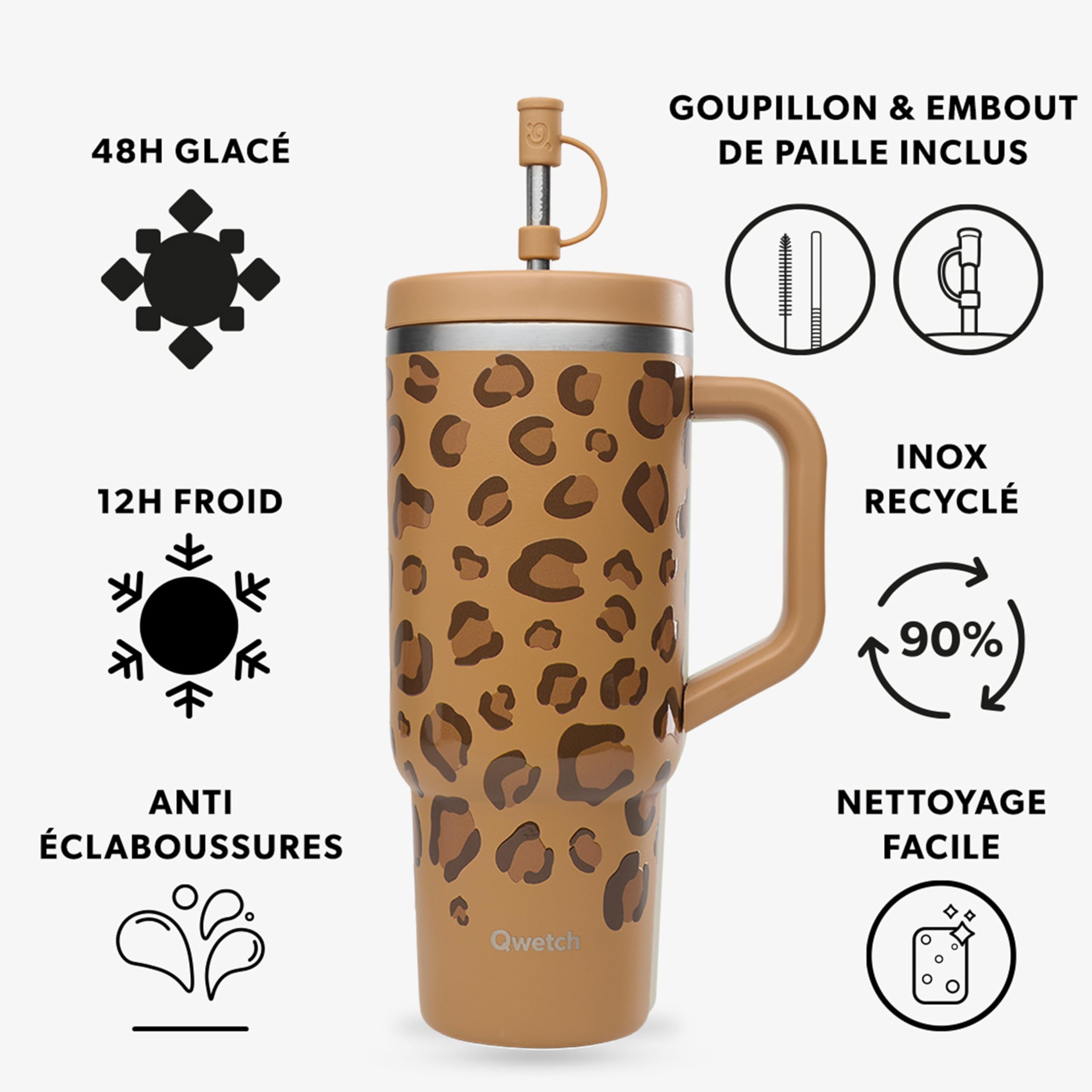 Qwetch Travel Cup Isotherme 900ml Pop Azur - Gourde de Golf