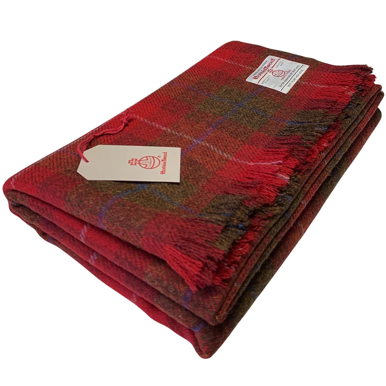 Harris Tweed Winterberry Tartan - Luxury Large Pure Wool Throw Blanket - 150x200cm/59x79"