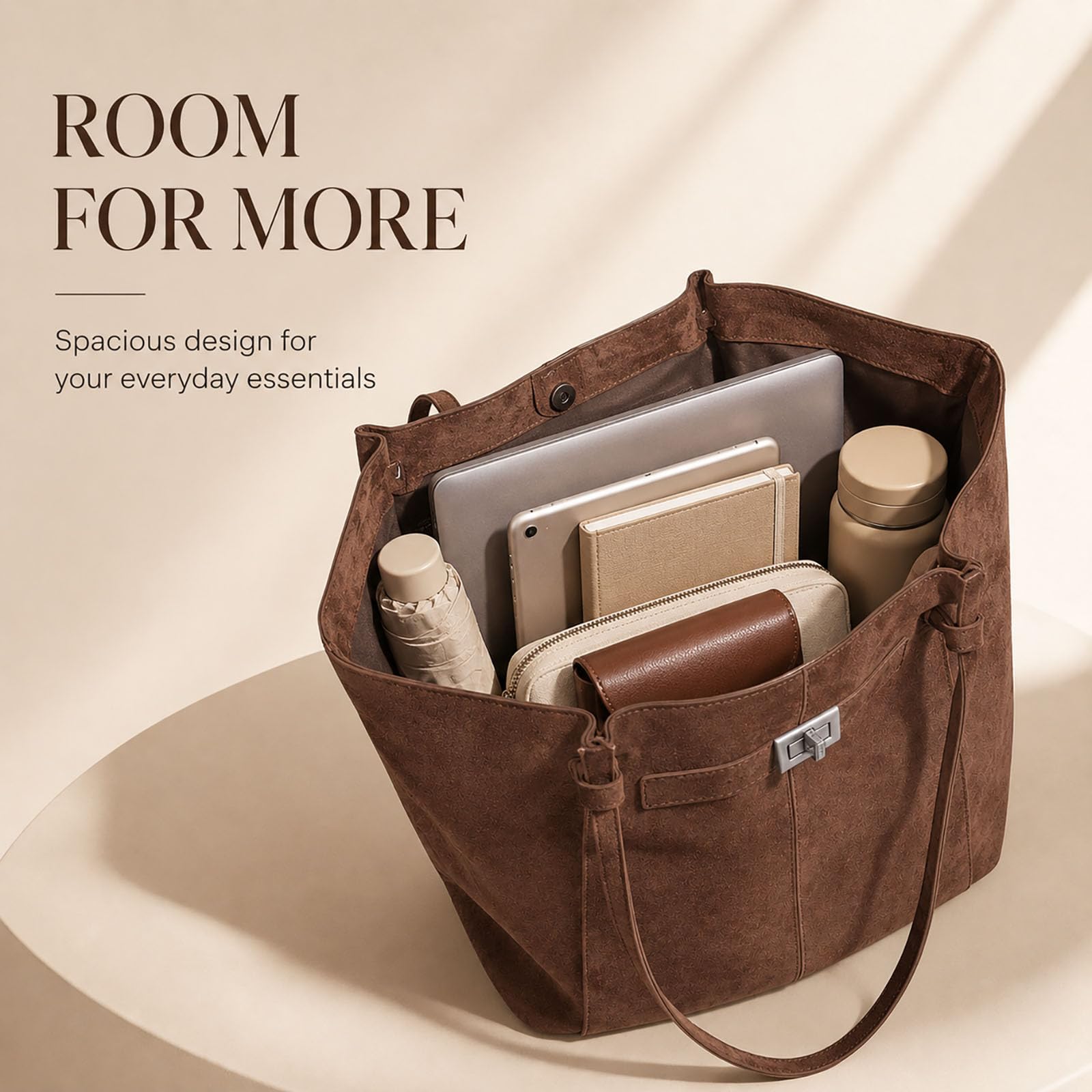 Adius Vintage Tote bag, Vintage-Shopper für Damen aus Wildlederimitat