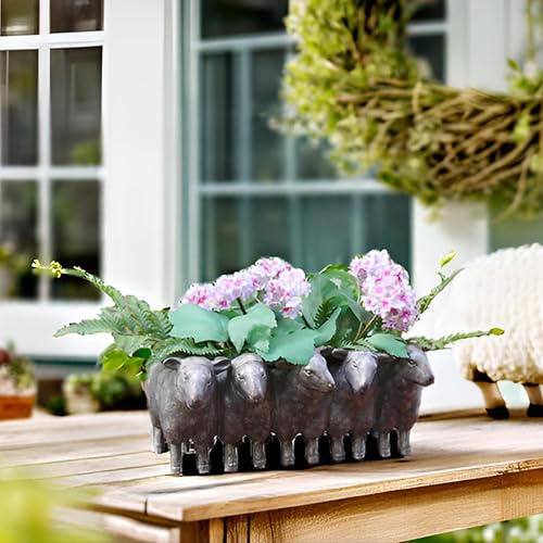 Miniatura 8 de Newman House Studio Maceta de resina para suculentas, macetas creativas de animales para el hogar, jardín, oficina, decoración de escritorio, 13 x