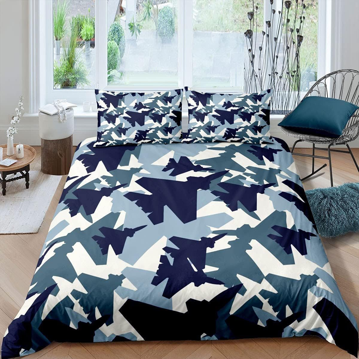 Loussiesd Aircraft Bed Linen Set 200 x 200 cm Children's Boys