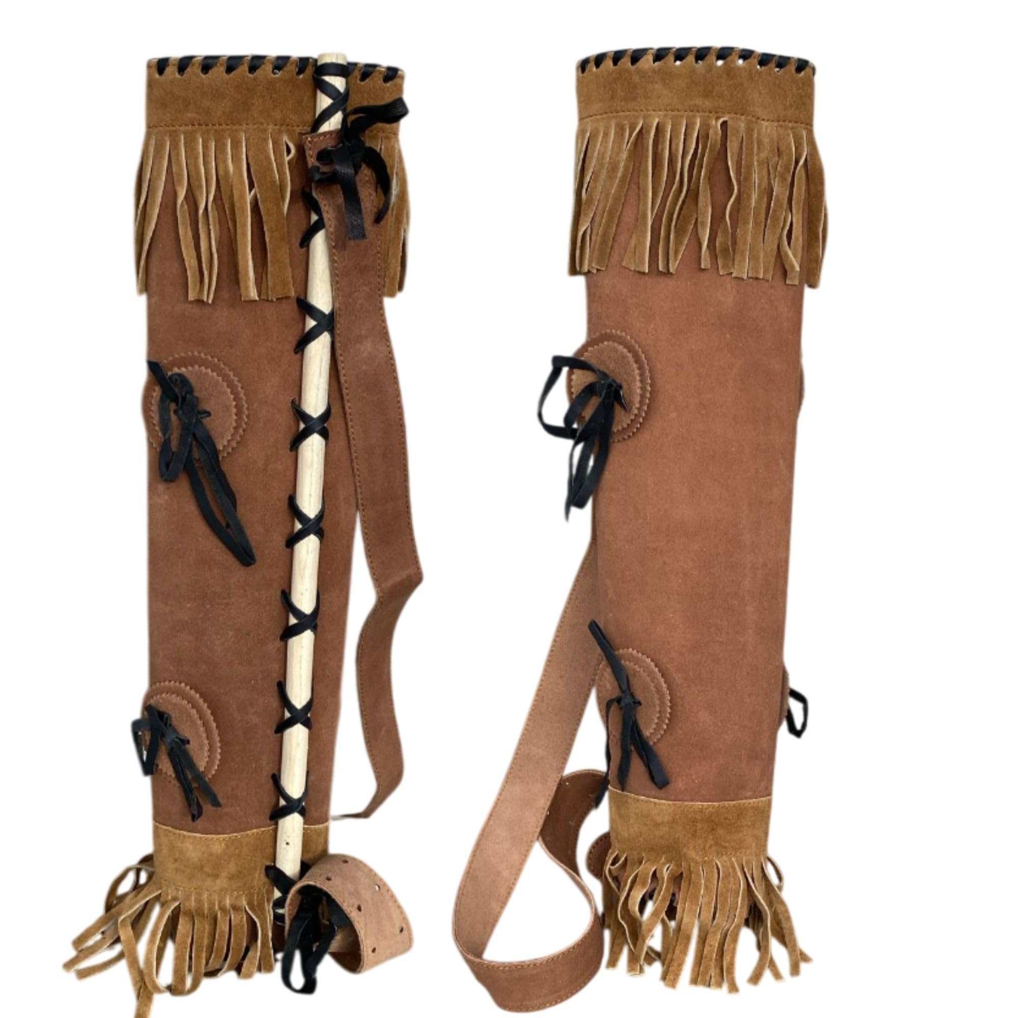 Archery and Hunting Cowhide Quiver Handcrafted Genuine Leather Back and Hip Arrow Quiver Traditional with Adjustable Shoulder Strap Holds Multiple Arrows Durable Brown