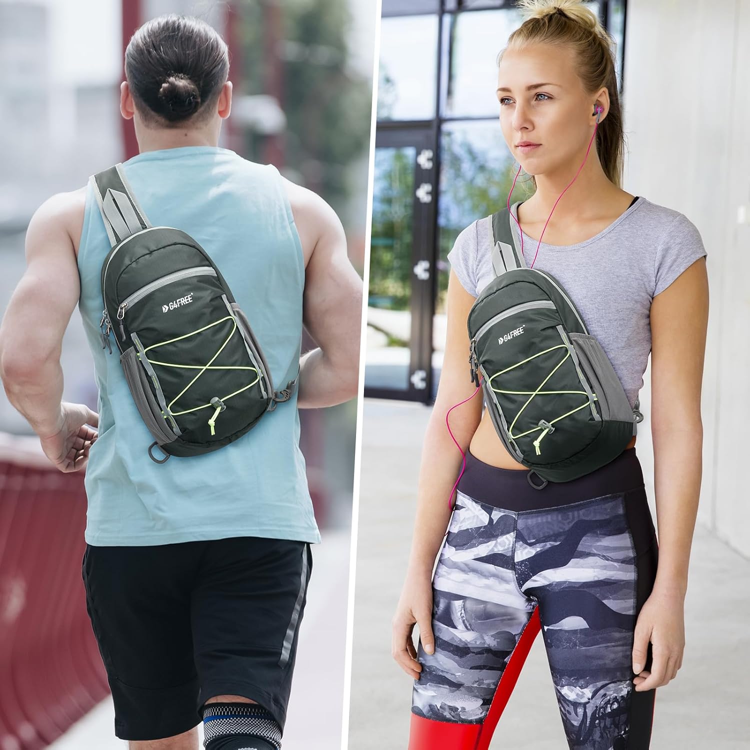 G4Free Sling Bag Backpack RFID Blocking Crossbody with Front Pocket Hiking Daypack Outdoor Chest Bag for Women Men