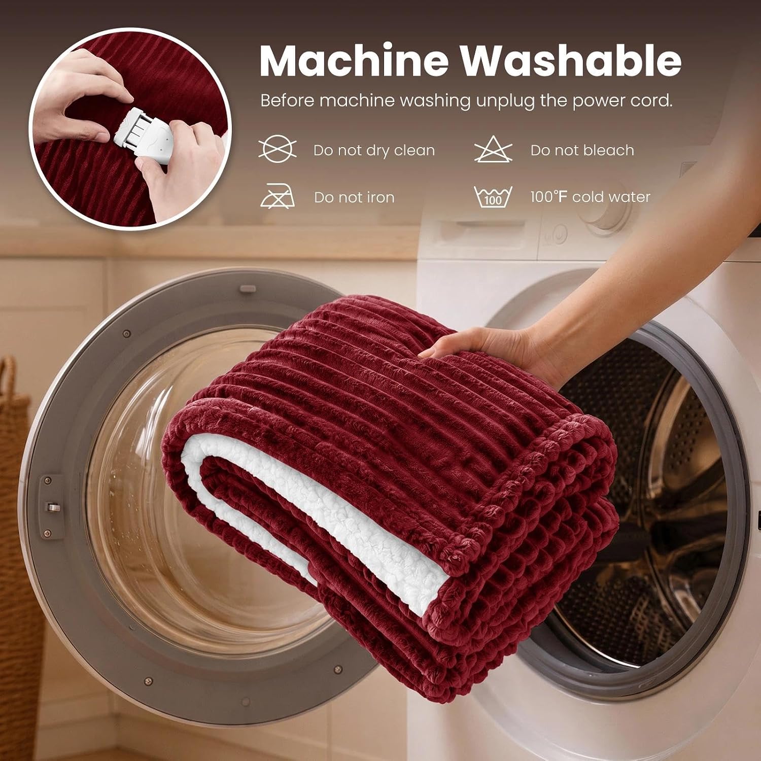Homemate Heated Blanket Electric Heating Throw 50"x60" Soft Flannel Sherpa