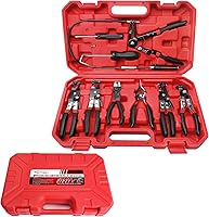 Vista 8 de BETOOLL 9 alicates de abrazadera de manguera, con cable flexible, abrazadera de manguera de largo alcance, tipo Clic R, mordaza giratoria y alicates