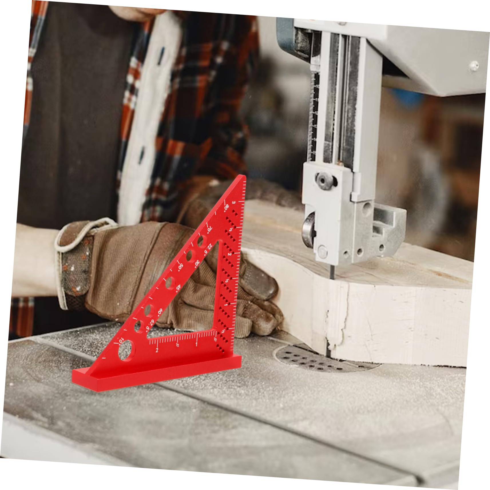 SHINEOFI 4 Pezzi Funzionamento del righello angolo retto attrezzo Carpenter Measuring sportore quadrato righello di misurazione strumenti di misura Carpenter Ruler alluminio rosso