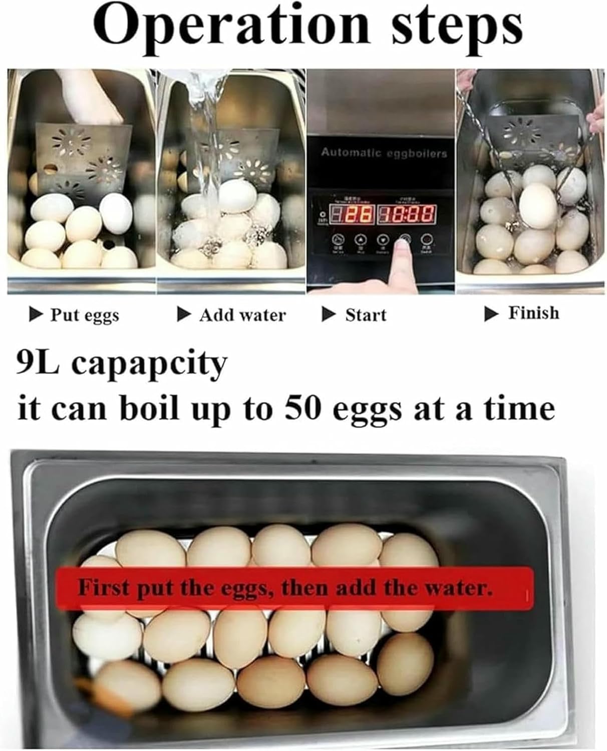 Egg Cooking Commercial Automatic Waters, Electric Of 800 W, CO, For Hot Water Eggs, Water Passed By Water, Semi-Challenged Eggs And Completely Cooked Eggs ~/