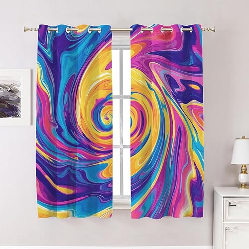 Miniatura 16 de Skeleton Digital Corruption Bedroom Curtains, Neon Cyberpunk Skeleton Scene Blackout Drapes Grommet Insulated Thermal Curtains for Living Room
