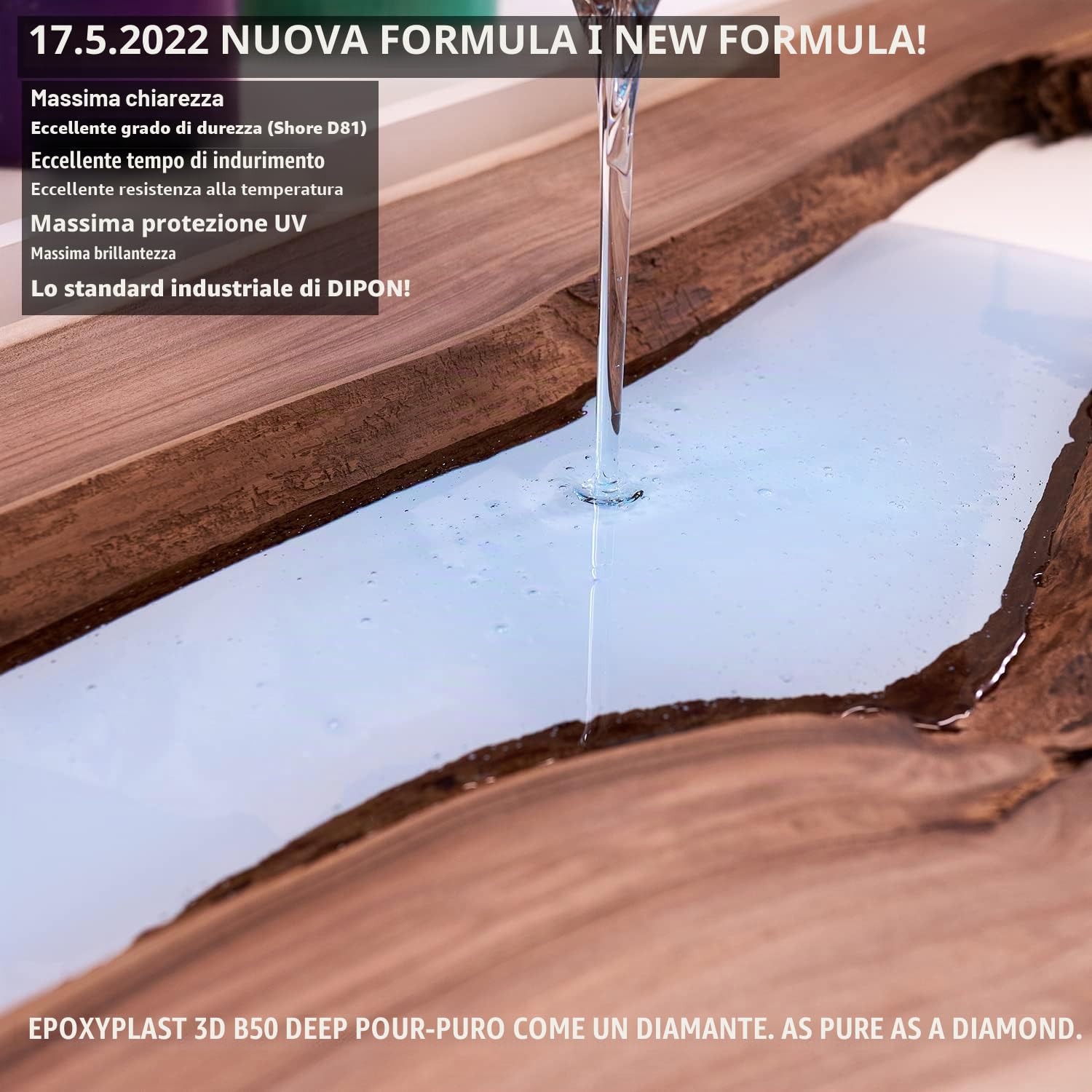 13,5 KG Resina epossidica Ultra transparente EpoxyPlast 3D B50 DEEP POUR bicomponente I Effetto acqua I Ottima protezione UV I Gioielli I Resina da colata I Cristallo chiaro I Prodotto