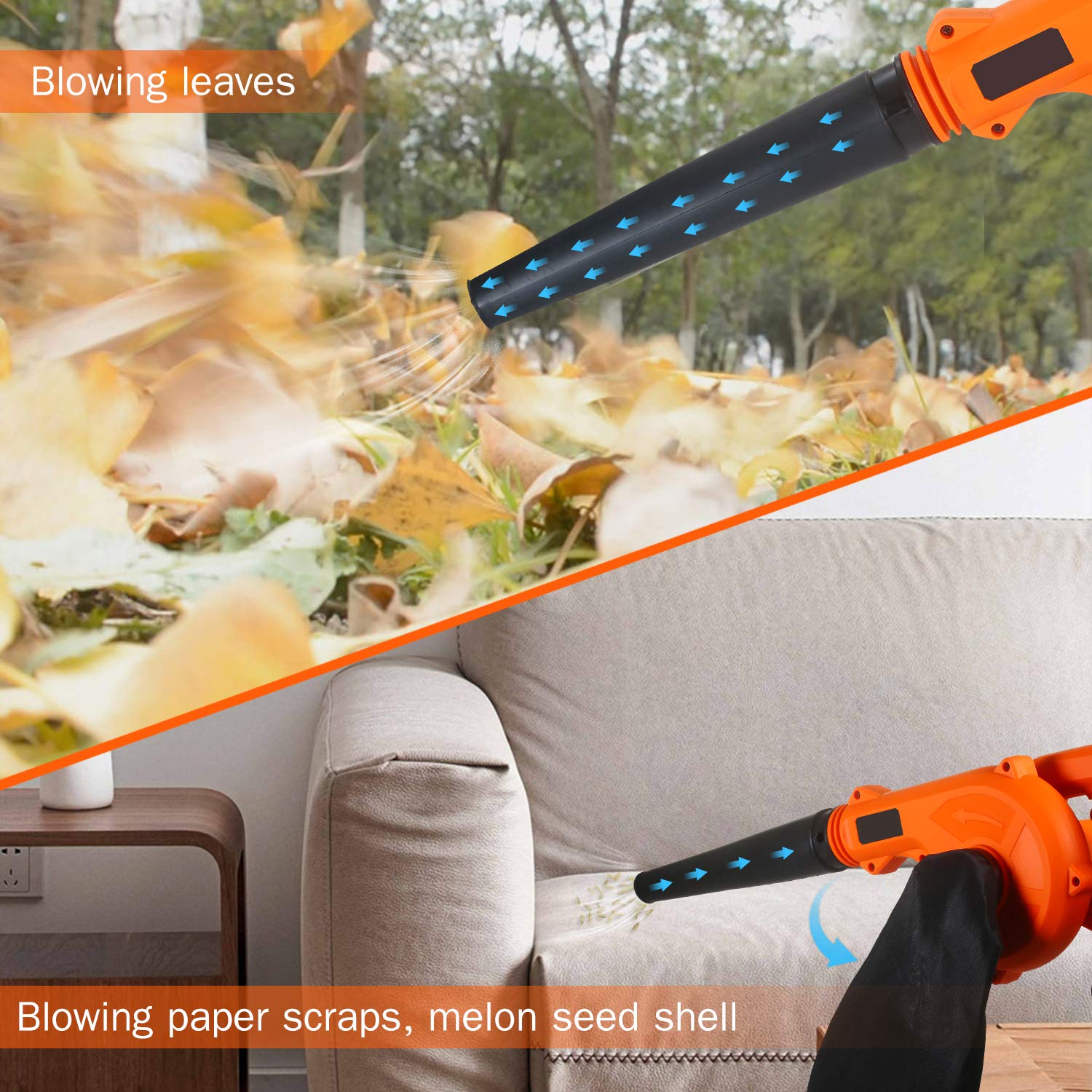 Soffiatore a Batteria,Soffiatore Foglie Blower Aspirapolvere Foglia foglia 21V Alimentato elettrico 2 in 1 Sweeper & for la pulizia della di polvere neve