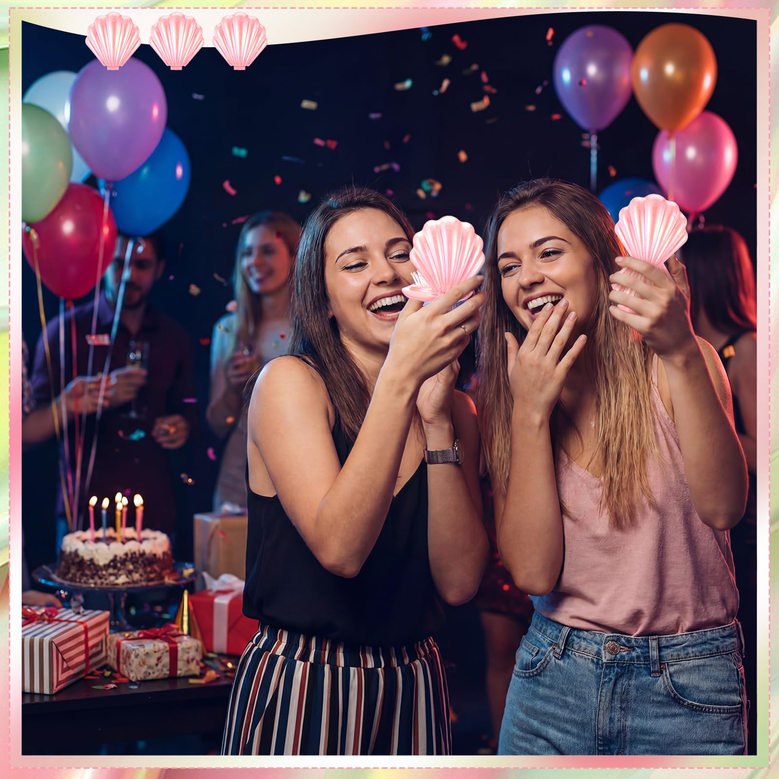 Meanplan 12 mini cepillos plegables de viaje con forma de concha de espejo, espejo de maquillaje, cepillo compacto para masaje de cabello para mujeres y niñas, peinados de despedida de soltera, regalo