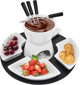 Keramische Fondue Set - Chocolade en Kaas met 4 Vorken en 4 Gerechten, Niet-Elektrisch