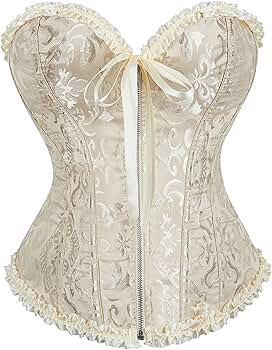 Women's Front Lace Up Zipper Corset Bustier Waist Cincher Overbust