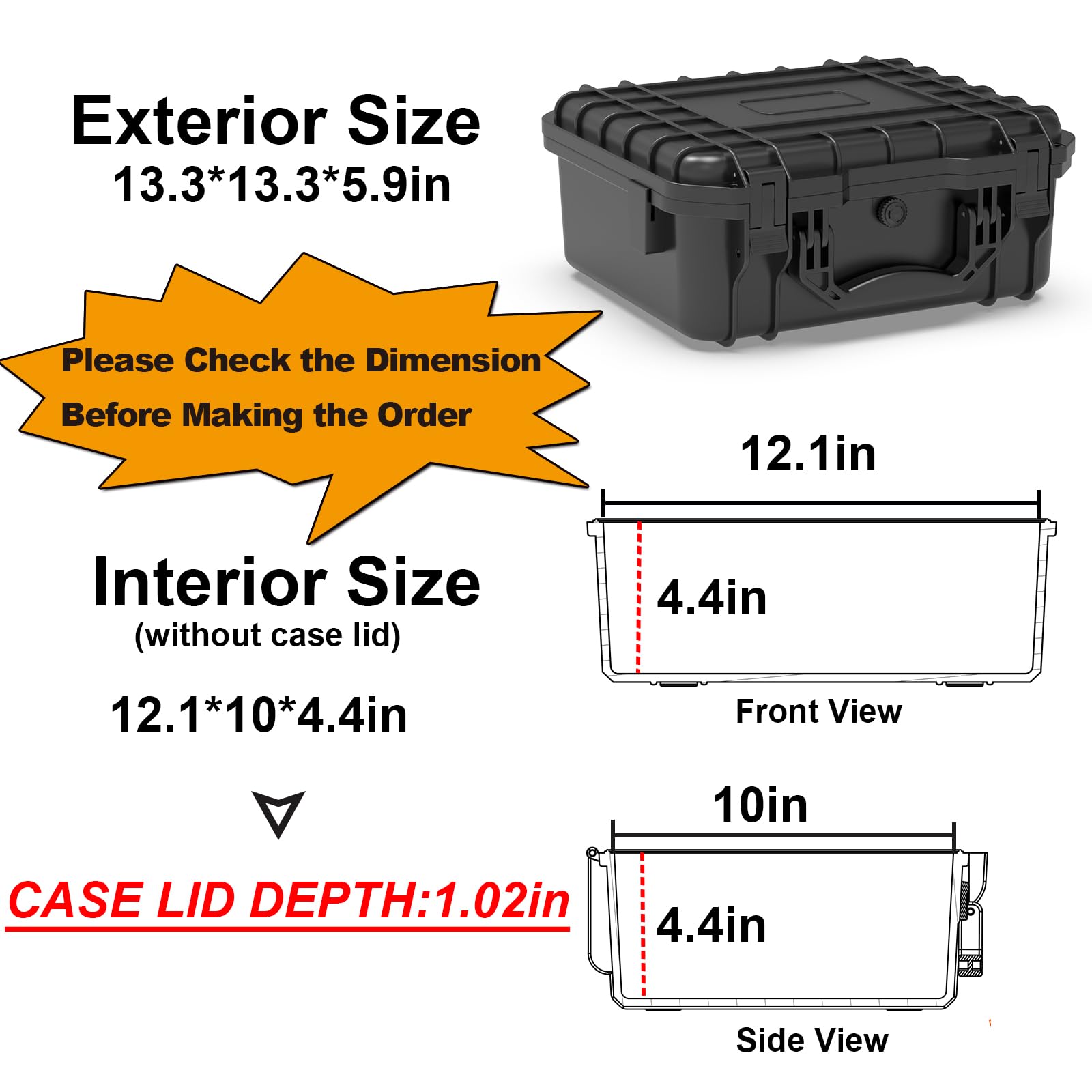 Ant Mag Custodia rigida impermeabile, dimensioni interne 12,1 x 10 x 5,42 cm, con schiuma personalizzabile portatile per fotocamera, drone, attrezzature, strumenti, custodia protettiva da viaggio per