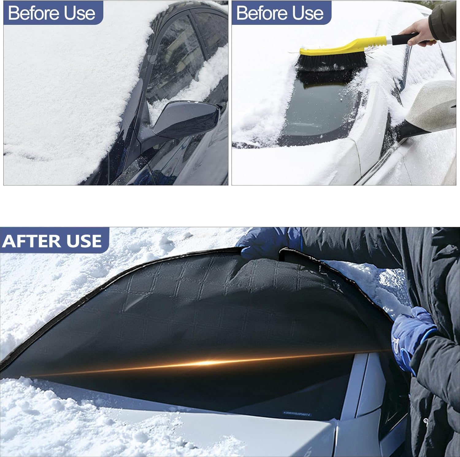 Bache Pare Brise Protection Hiver pour Citroen C4 Picasso 2010-2013, Couverture de Pare-Brise d'hiver avec 6 Fixations Magnétiques, Pliable, Givre, Neige,Green