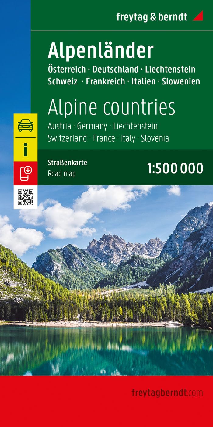 Alpine Countries Road Map 1:500,000 scale : Austria - Germany - Liechtenstein - Switzerland - France - Italy - Slovenia