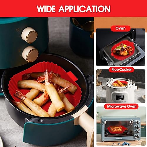 Miniatura 6 de Ollas de silicona para freidora de aire, 5 forros de silicona para freidora de aire, aptos para alimentos, antiadherentes, accesorios para horno,