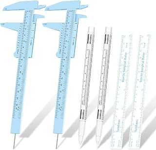 6 Pieces Eyebrow Tools 2 Pieces Eyebrow Measuring Ruler 2 Pieces Microblading White Marker Pen with Paper Ruler Skin Marker Eyebrow Permanent Makeup Position Mark Tools for Eyebrow Lips Skin