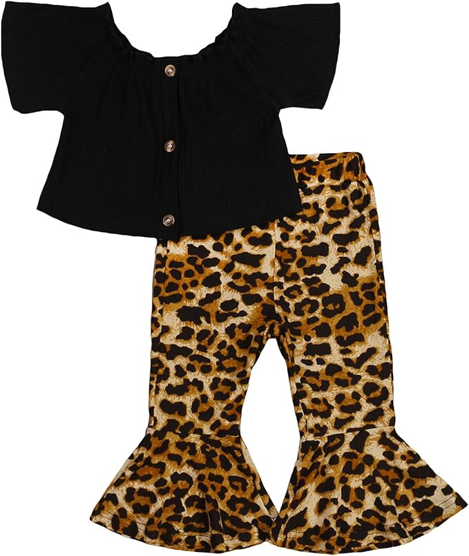 16Y Toddler Baby Girls Summer Outfits 2pcs Clothes Short Sleeve Ribbed