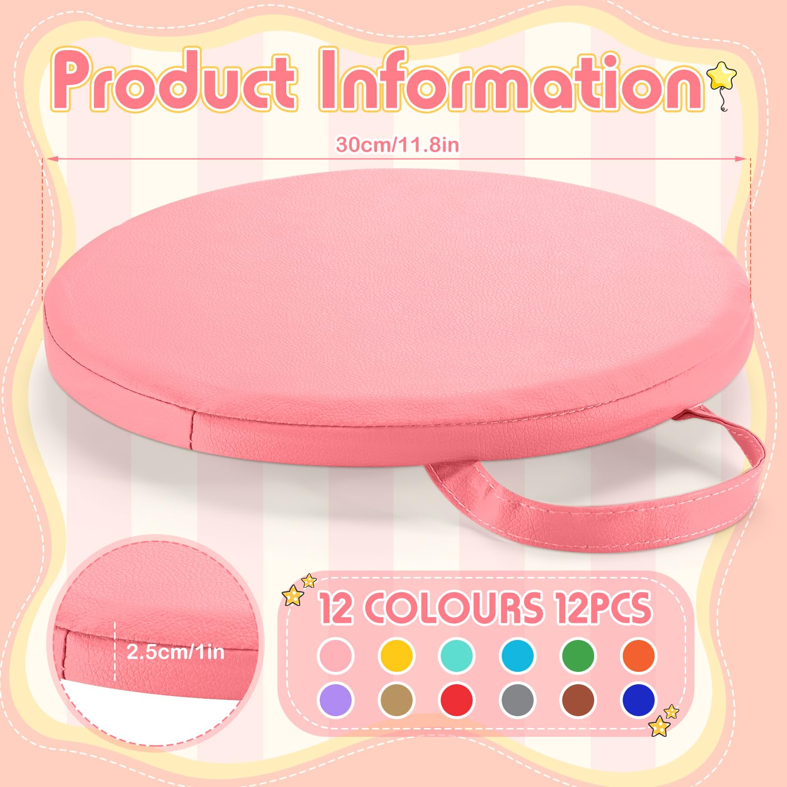Cuscini da pavimento 30 * 30 cm per aule Sedute flessibili da pavimento con maniglie Cuscini da pavimento in moquette per bambini, neonati, asili nido e scuole materne(Soft Color)