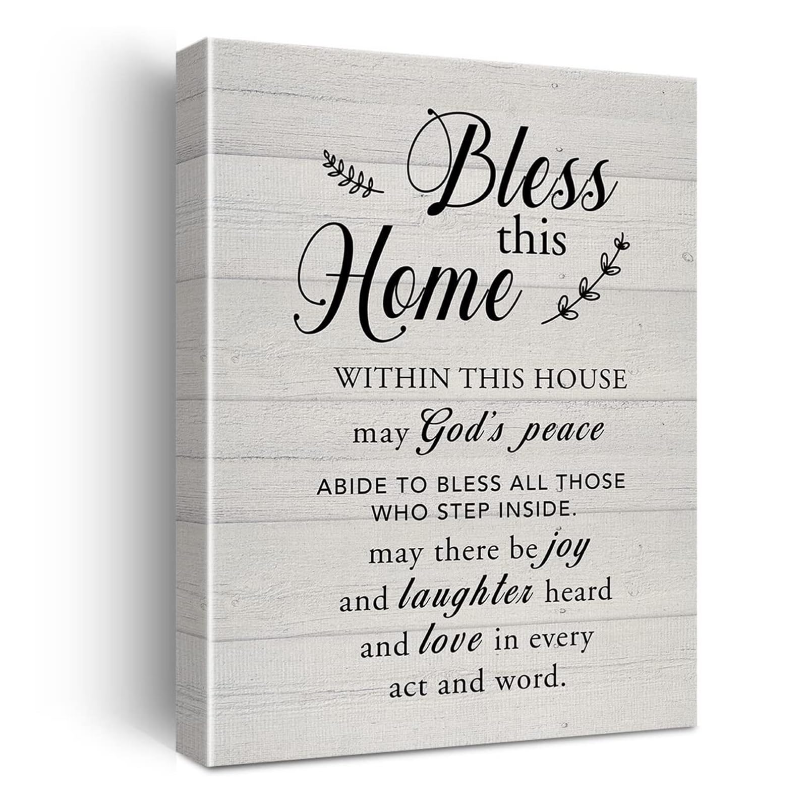 XGINERFEX Religious Wall-Art for Home - Bless This Home Canvas Print with Quote, Rustic Inspirational Decor Housewarming Gift(Framed,12x18inch(30x45cm))