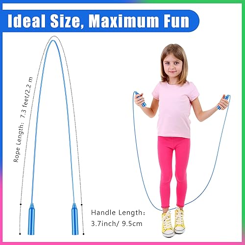Miniatura 3 de Aodaer Juego de cuerdas de saltar para niños, coloridas cuerdas de saltar al aire libre de 7.3 pies, cuerdas de saltar ajustables para actividades