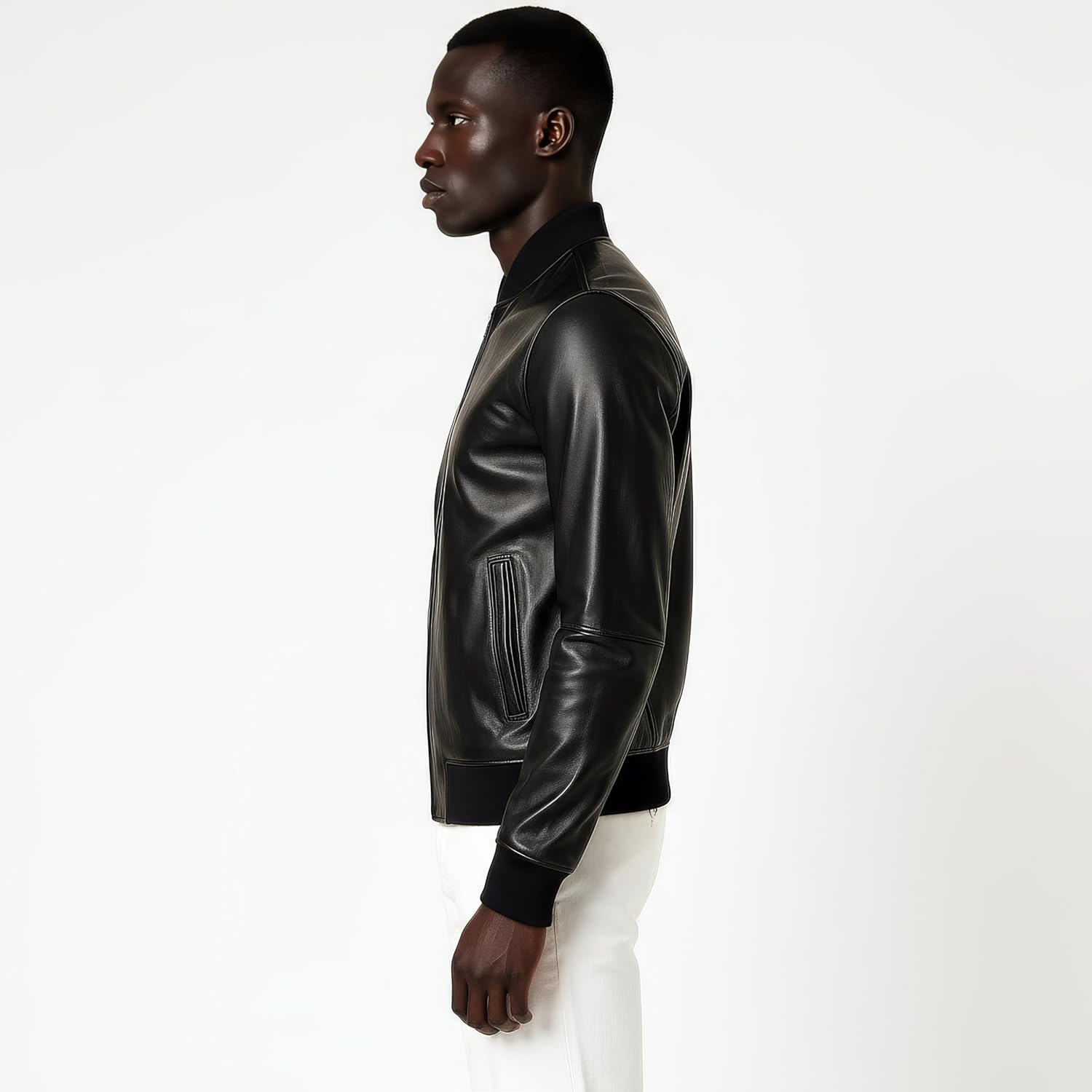 Men’s Real Leather Bomber Jacket Genuine Leather Outerwear for Men - Image 3