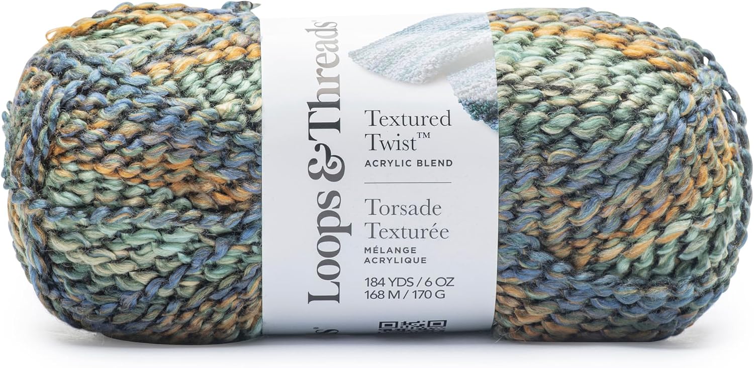 Loops & Threads Fall Meadow Textured Twist Yarn – Bulky Weight Yarn for Knitting, Crochet, Weaving, Arts & Crafts, 12 Pack
