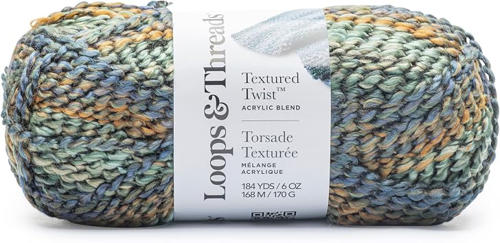 Loops & Threads Textured Twist Yarn - Yarn for Knitting, Crochet, Weaving, and Arts & Crafts - Multi, Acrylic Blend, 6 oz