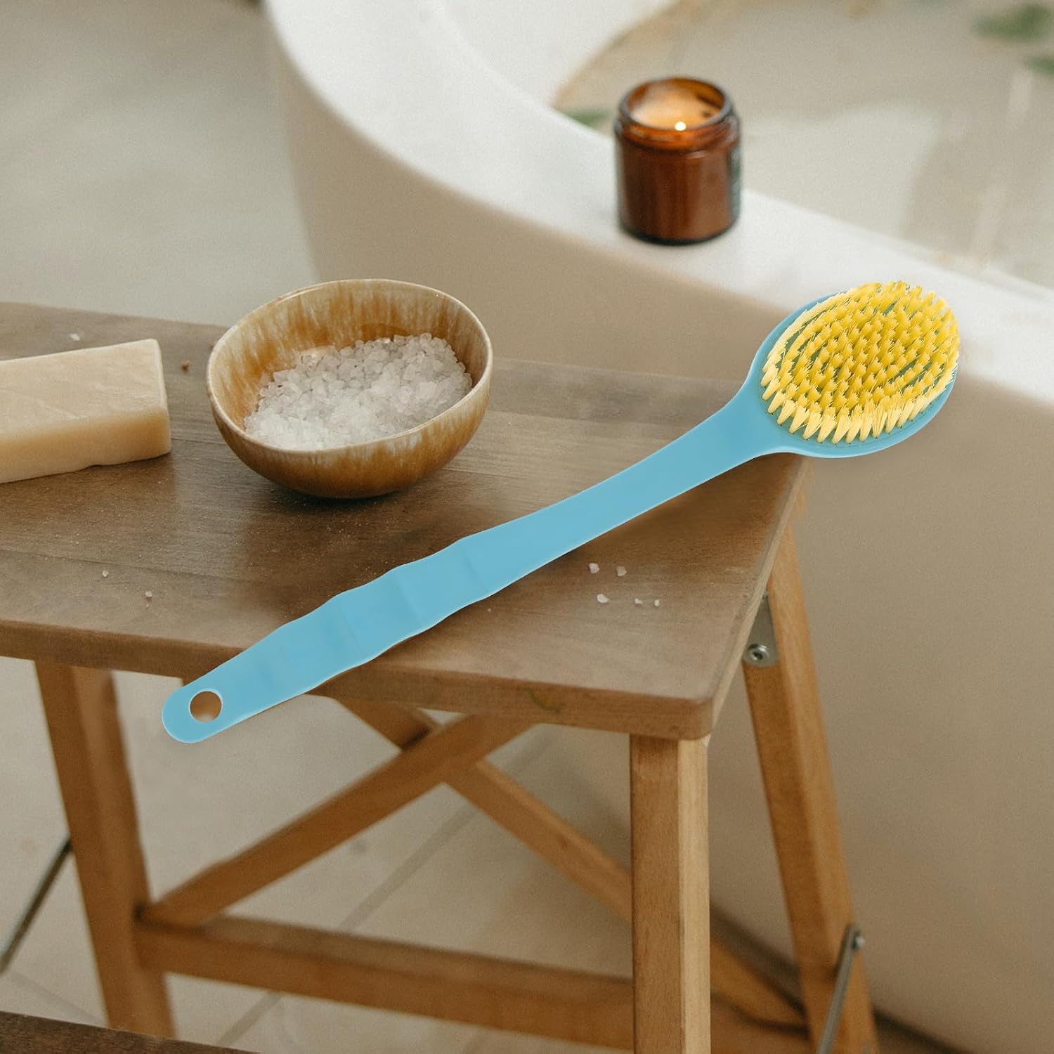 DECHOUS 2pcs Long Handle Back Scrubber Bath Body Brush Set for Shower and Bathing, Dual-Color Handles, Exfoliating Back and Body Cleaning Accessories for Men and Women