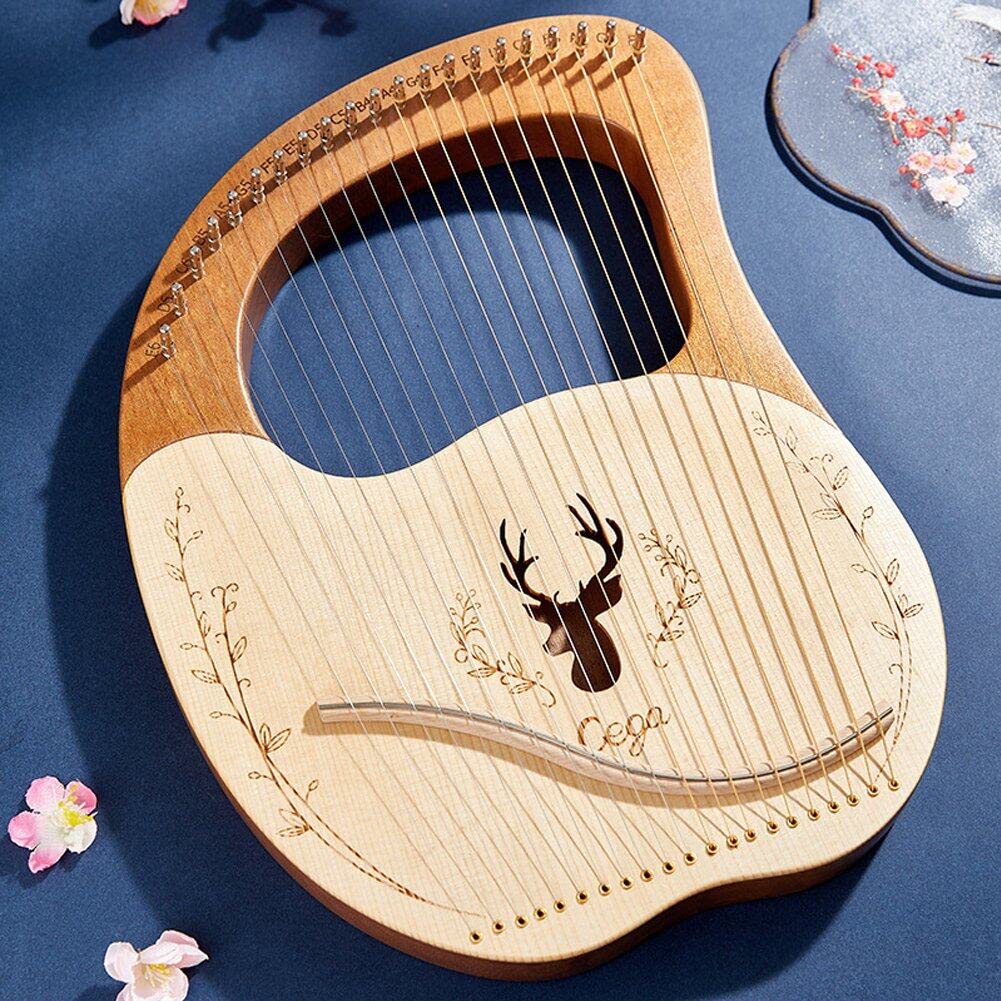 Harpe Lyre 19 Cordes en Acajou, Instrument de Musique avec Outil de réglage et Micro intégré