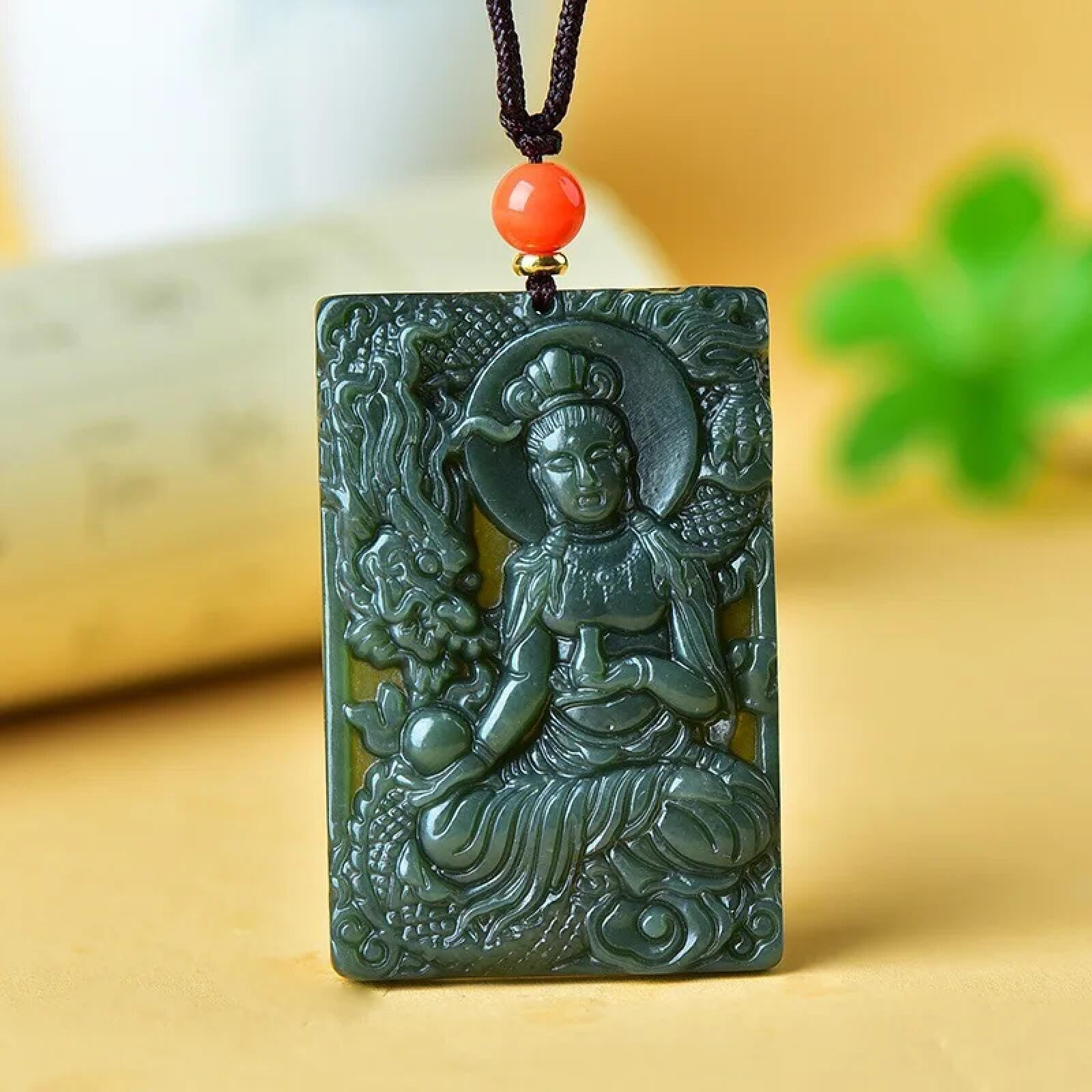 Exquisito collar con colgante de Buda de jade turquesa, estructura de grano fino, procesamiento hecho a mano para regalos de recuerdo de boda y viajes