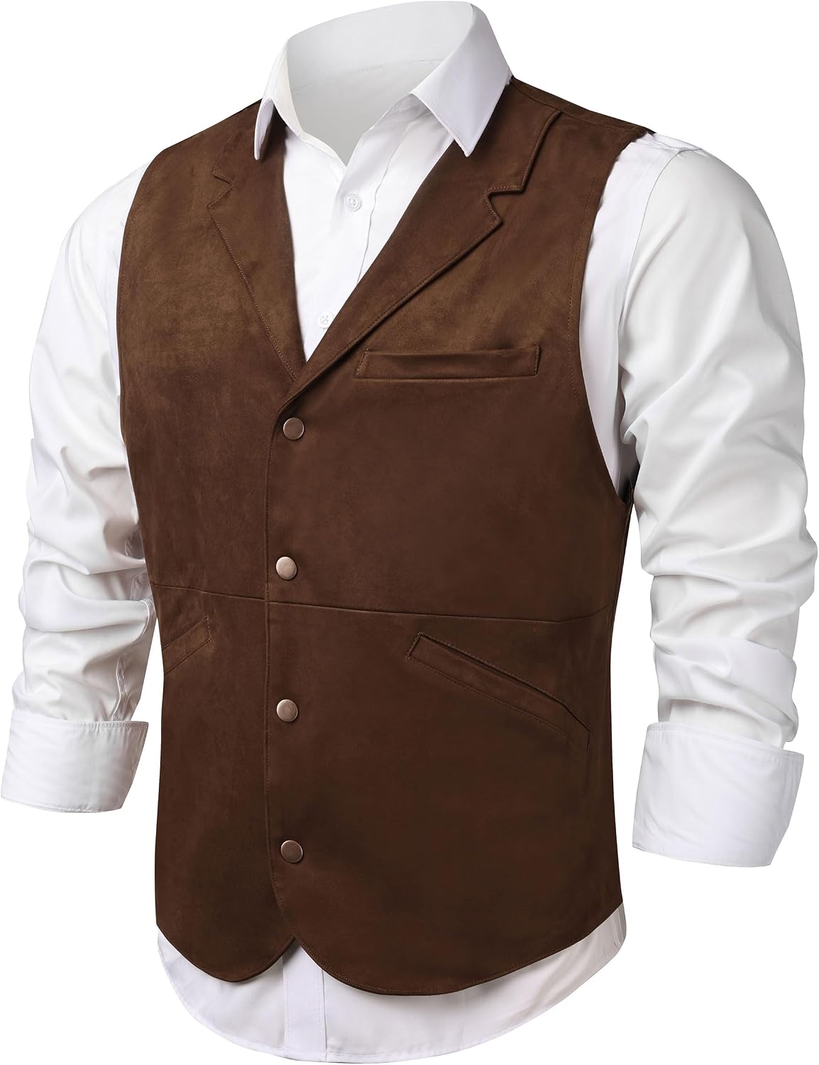 Western Cowboy Vest Men, Adult Suit Vest, Faux Leather Western Casual Vest, Formal Wedding Suit Vest
