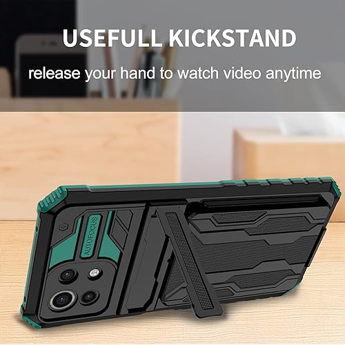 Miniatura 2 de Funda compatible con Xiaomi 11T 5G, ranura para tarjeta con función atril incorporada compatible con Xiaomi 11T Pro 5G a prueba de golpes, funda