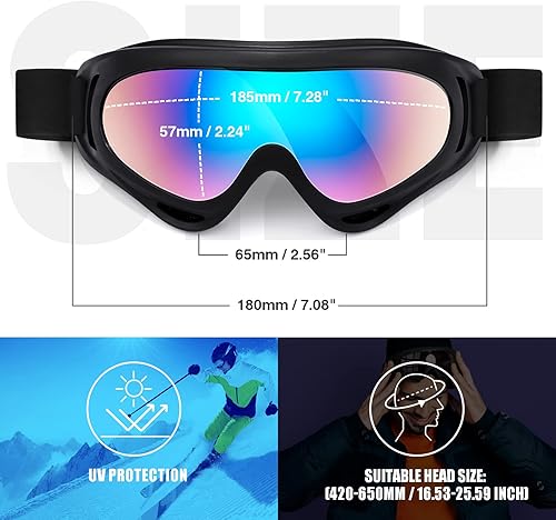 Miniatura 4 de MAMBAOUT - Paquete de 2 gafas de nieve para esquiar gafas de snowboard para hombres mujeres jóvenes niños o niñas