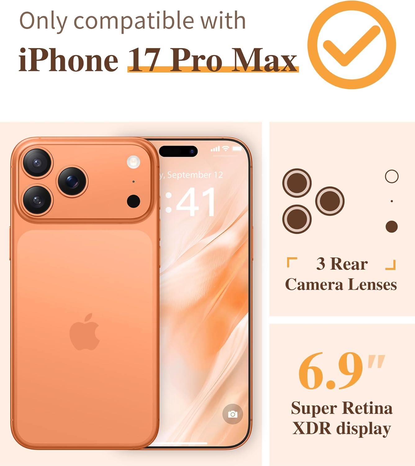 GVIEWIN Bundle - Compatible with iPhone 17 Pro Max Floral Case (Floratopia/Colorful) + Magnetic Phone Ring Holder (Glitter/Orange)