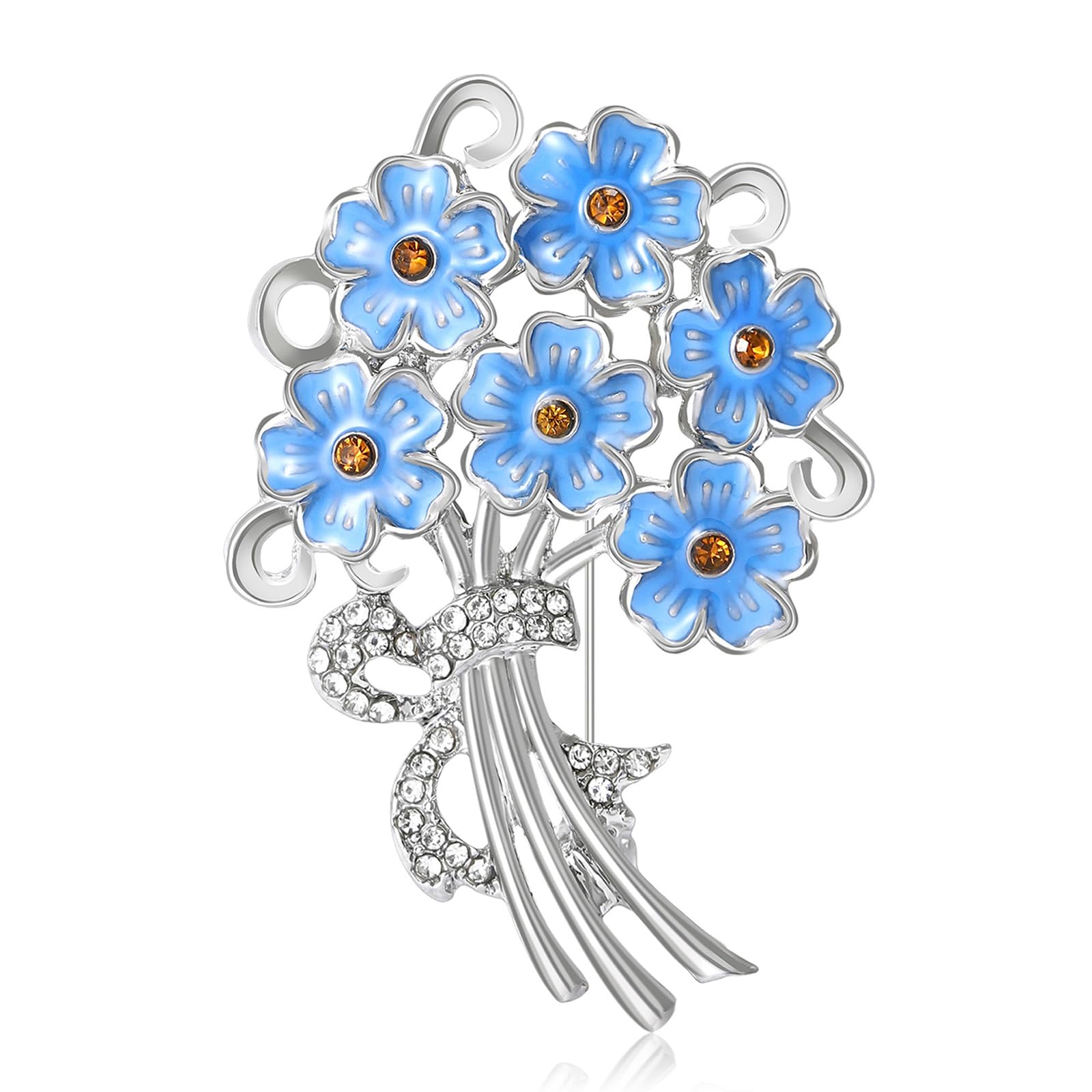 Brooch Pin for Women, Forget Me Not Gifts and Flower Brooch Accessories, Versatile for Weddings and Daily Fashion, Blue Flower Design with Secure Fastening-image-19