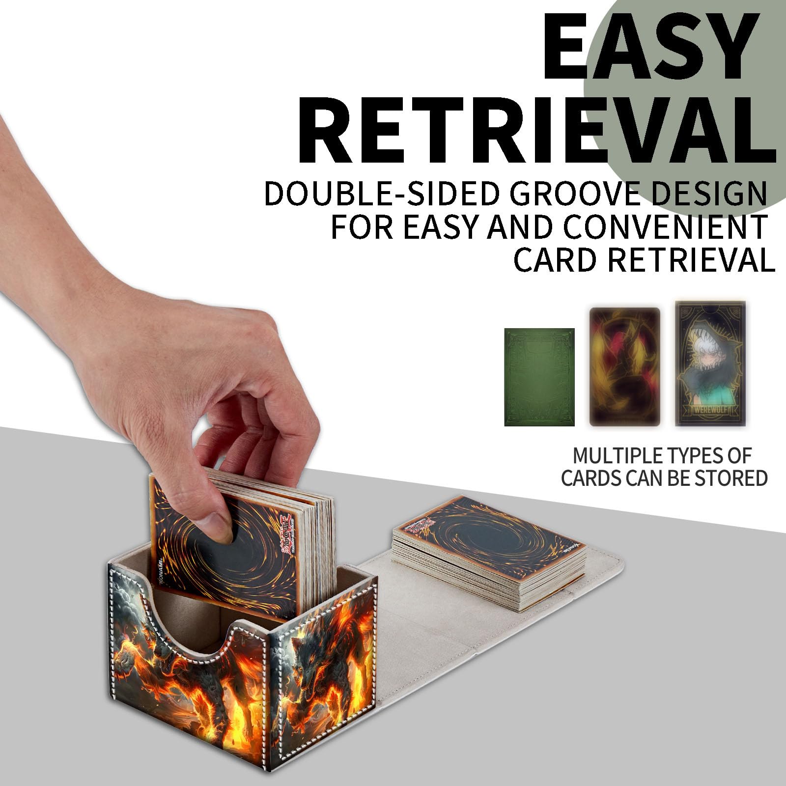 ETLKJVBL Premium for Mtg Commander Deck Box for Anime Card Sleeves, Stylish Card Deck Case for Mtg Card Sleeves, Trading Card Storage Box - for Mtg Deck Box, Firestorm Wolf