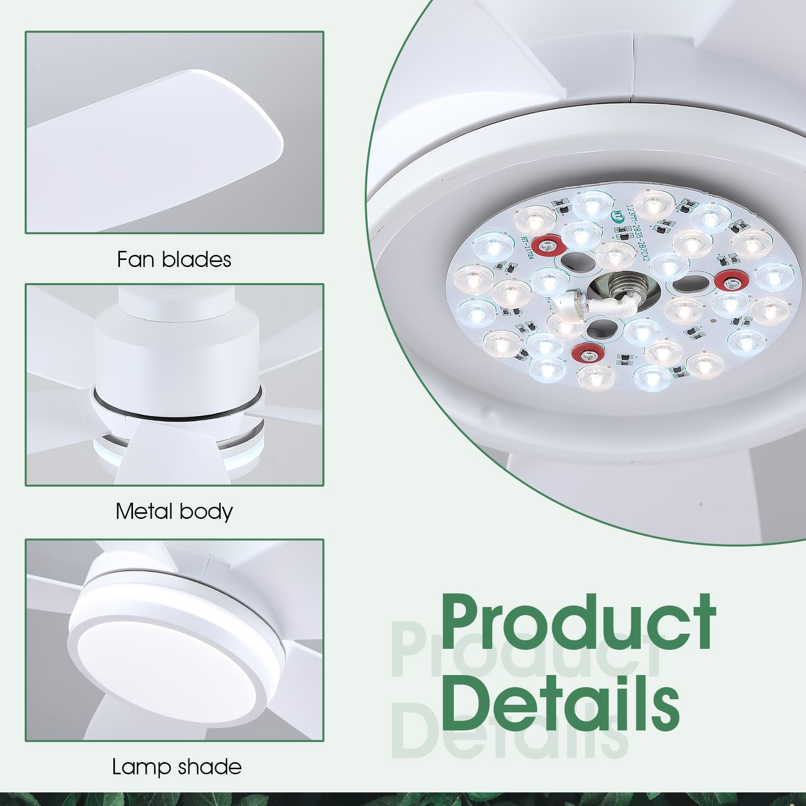 Kviflon Ventilateur Plafond avec Lumiere Silencieux 104 cm, Ventilateur de Plafond Avec Telecommande et APP, Plafonnier Ventilateur Led pour Chambre Salon Cuisine, Pales en ABS, Moteur CC, Blanc