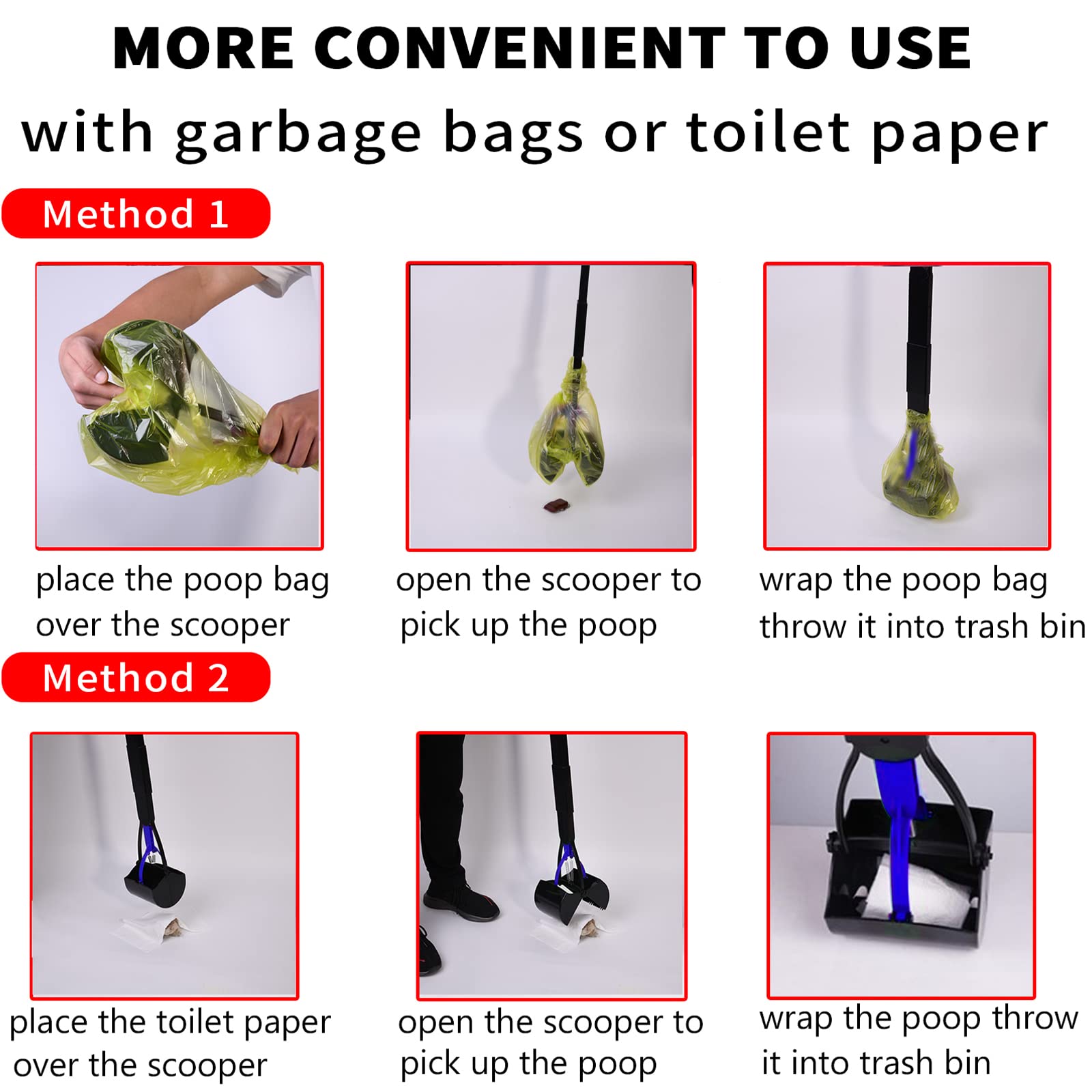 MXF Juego De Recogedor De Excrementos De Perro De 28 Pulgadas Y Bandeja De Metal Inoxidable De Mango Largo Y Rastrillo, Cubo De Basura Para Excrementos De Perro De 15 Litros