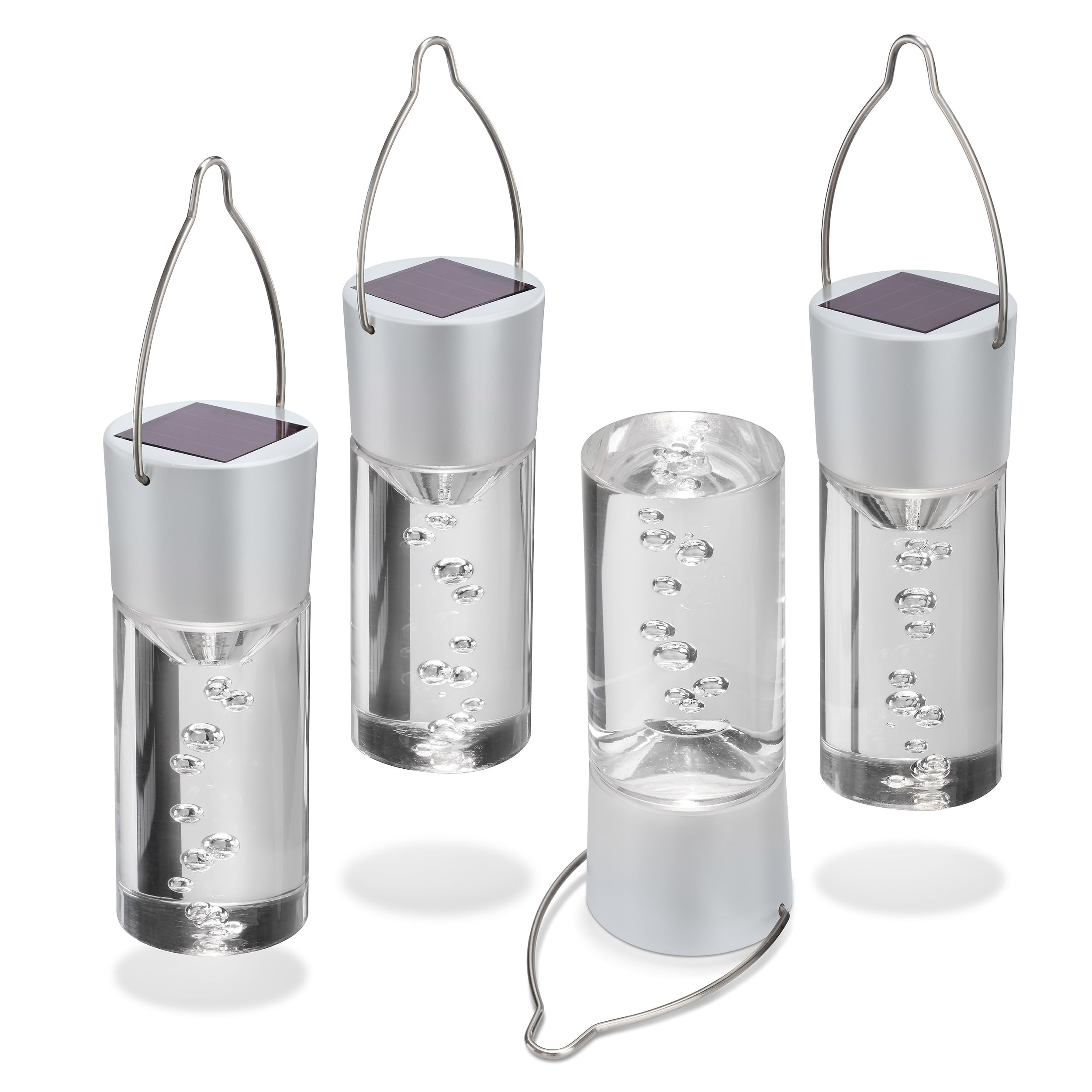 Esotec Solar Hängeleuchten Smart Sticks 4er Set – Bernsteinfarbenes LED Licht 1800K, Solarleuchten für außen wetterfest, Garten Deko Balkon Terrasse 103308