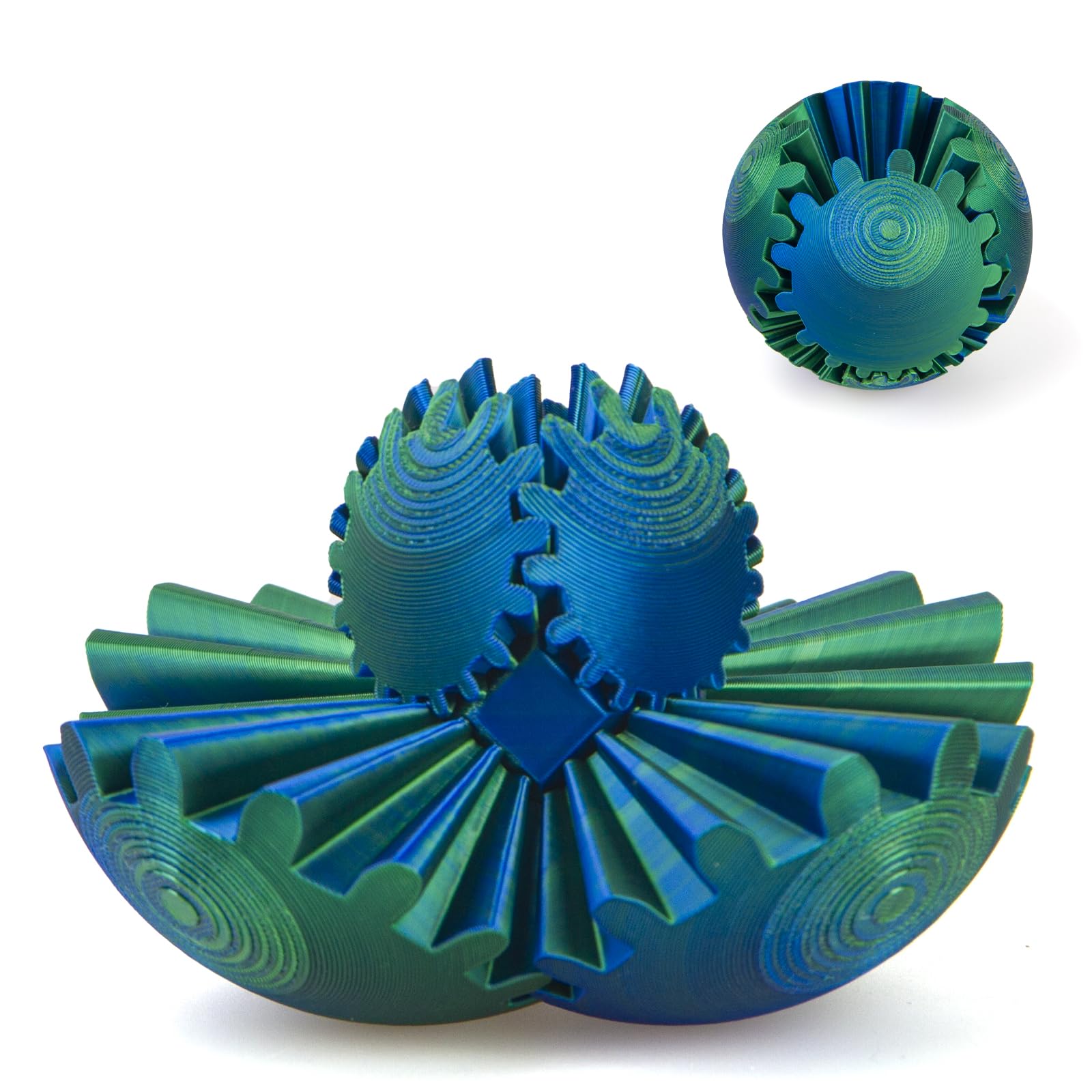 Generic Gear Ball, 3D Printed Gear Ball Spin Ball Fidget Toy, Gear Sphere Fidget Toys, Stress Ball GearSphere Desk Toy for Stress & Anxiety Relief, Fidget Ball Gear Toy for Student Gifts, Laser Green