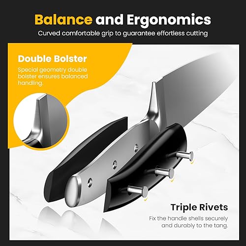 Miniatura 5 de Emojoy Juego de cuchillos de cocina de 22 piezas con bloque, incluye 2 pares de cuchillos de chef, tenedor y afilador (juegos de doble chef)