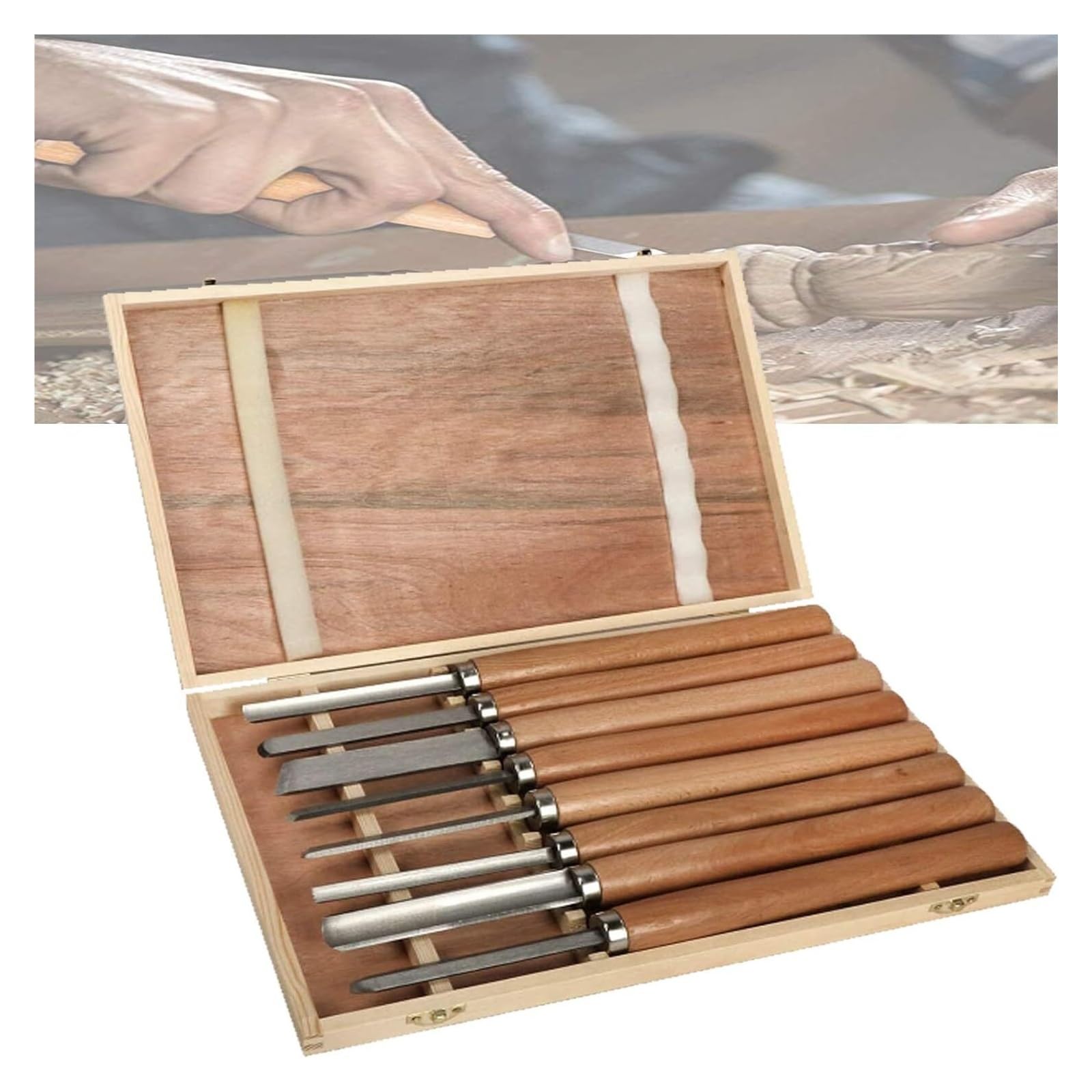 Cinceles para Madera, Juego de 8 cinceles para torneado de Madera, cinceles para Torno de Madera, Kit para Recortar, Afeitar, Hacer jarrones y Cuencos para Artistas