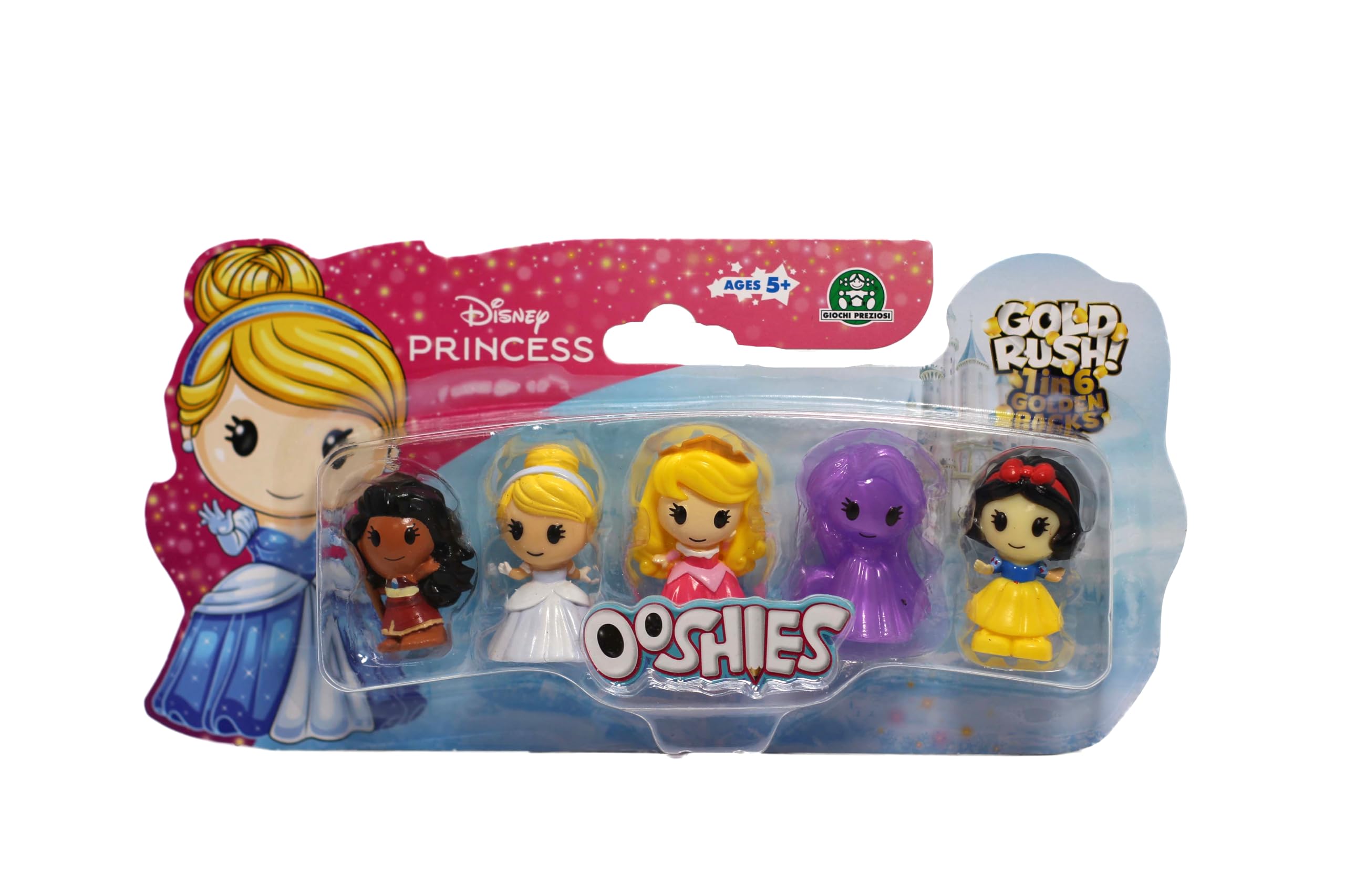 Ooshies Disney Princess Collectibles 5 Pack Pencil Toppers – Chance of Rare Limited Edition Gold Collector Pack – Mini Figures for Kids Ages 5+, School Accessories, Party Bag Fillers & Gifts