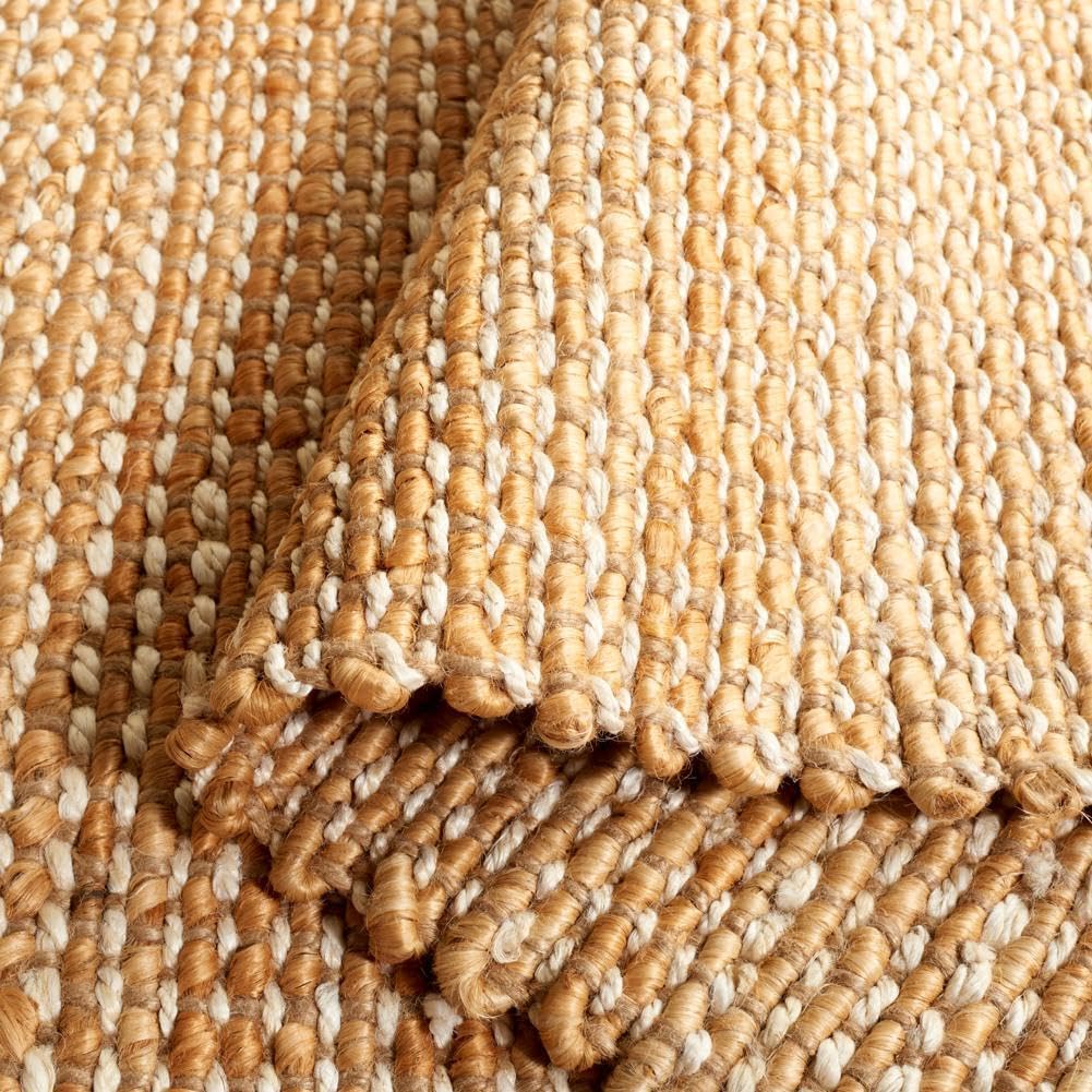 SAFAVIEH Area Rug 8x10 - Natural Fiber Collection - Large - Natural & Ivory, Handmade Wool, Farmhouse Style, Ideal for Living Room, Bedroom, Dining Space (NF816A)