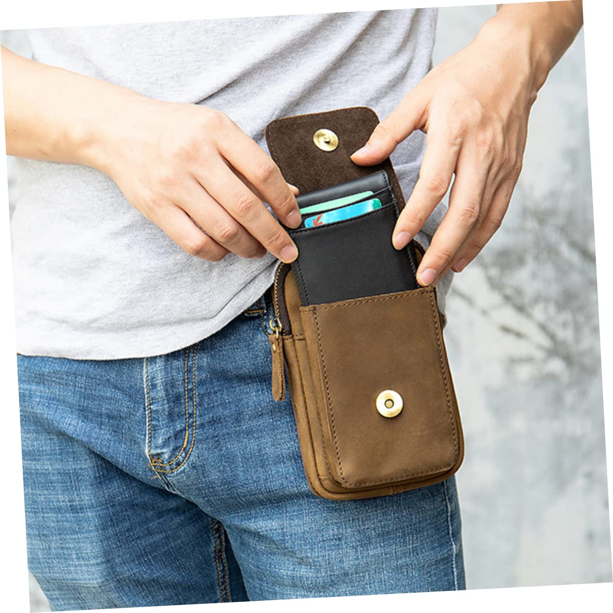 Pochette Ceinture Téléphone Portable Étanche Multifonction Sacoche avec Porte Clés pour Randonnée Camping Cyclisme Voyage Protection Antichoc et Résistante
